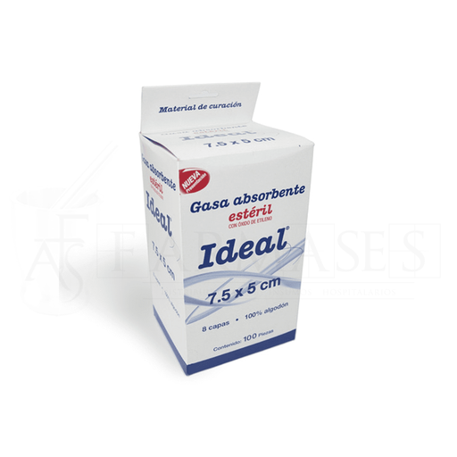 [10400] Gasa Estéril 7.5x5 cm caja c/100 pza